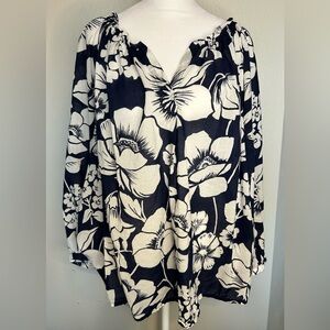 Vineyard Vines Navy and White Floral Blouse